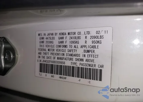 2011 Acura Tsx 2.4 from USA, damaged, VIN JH4CU2F66BC009956